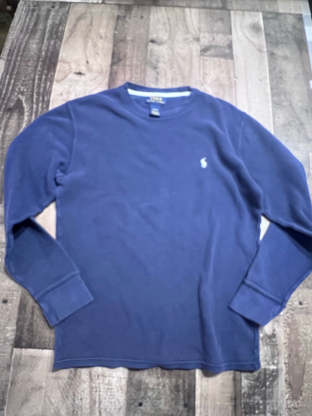 Polo by Ralph Lauren Navy and Yellow Waffle-Knit Long Sleeve
